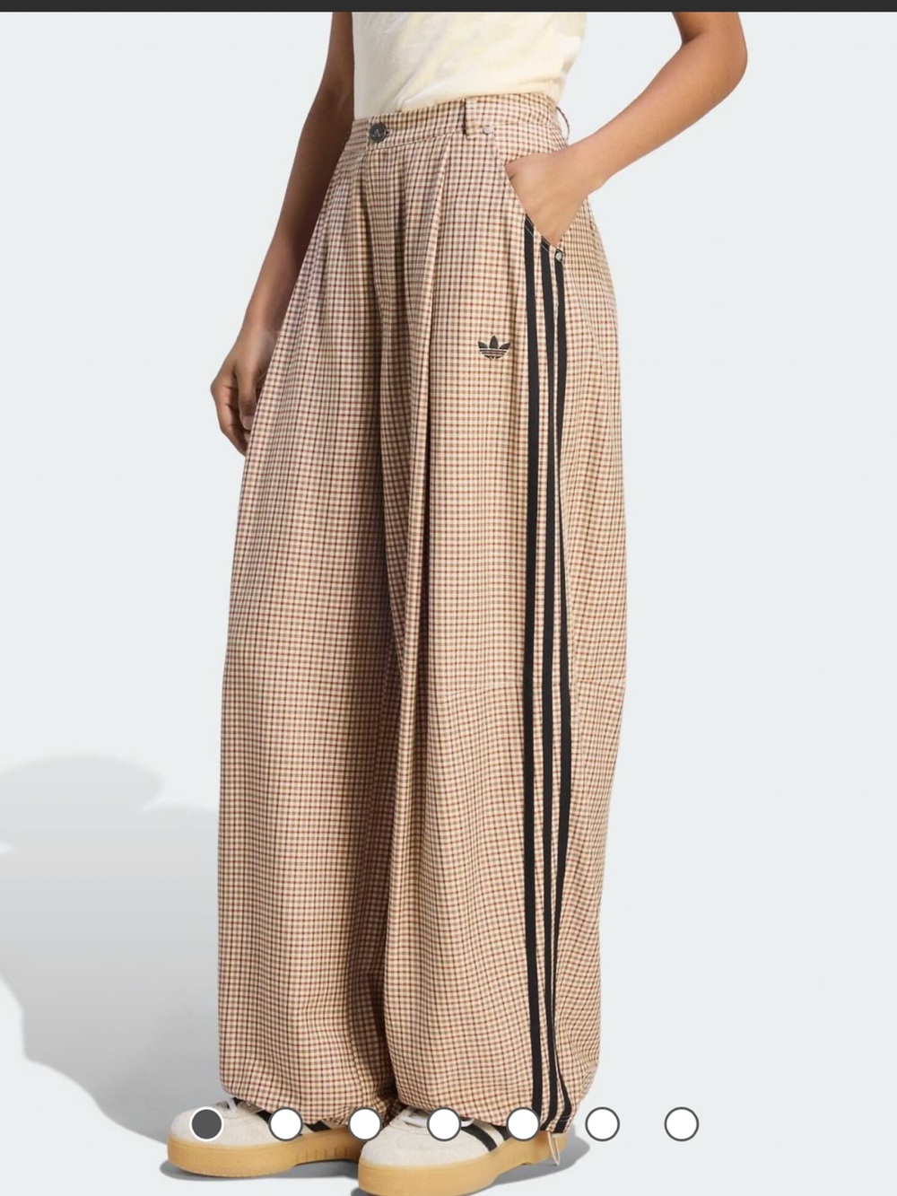 adidas Originals Checks Trouser Loose Pants Med NWT crystal linen / aurora Pleat